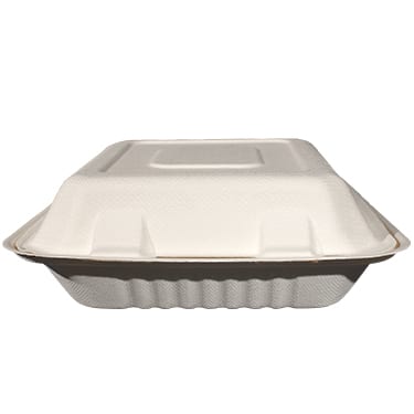 8x8 Bagasse Food Container - 3 Compartmen 8x8 Bagasse Food Container - 3 Compartmen
