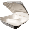 8x8 Bagasse Food Container - 3 Compartmen