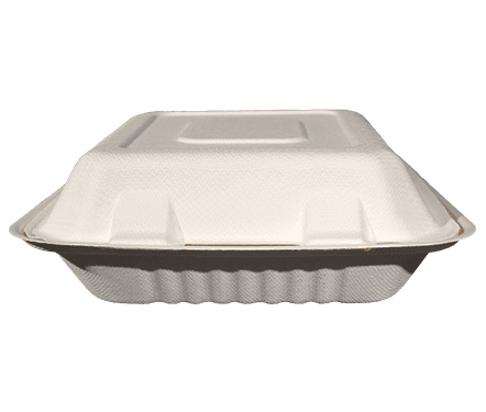 8x8 Bagasse Food Container - 3 Compartmen
