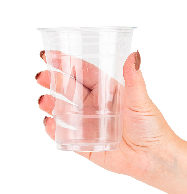 16oz Clear Plastic Pet Cup with Sip Through Strawless Lid Iced