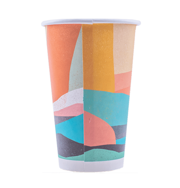 16 Oz Single wall Paper Cups white with PP white Lid - Carton