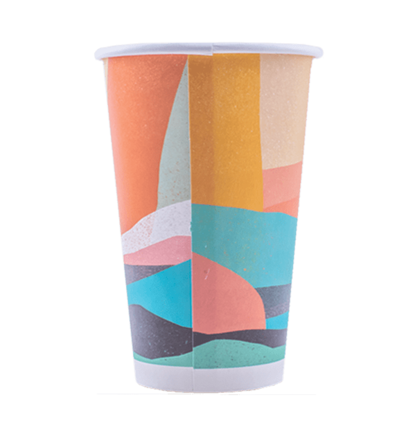 Disposable Paper Coffee Cups with Lids - 16 oz with White Sipper Dome Lids  (90mm)