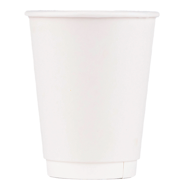 12 oz White Paper Coffee Cup - Double Wall - 3 1/2 x 3 1/2 x 4 1/4 - 500  count box