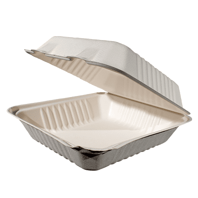 Bagasse Hinged Container 8X8 1 Compartment