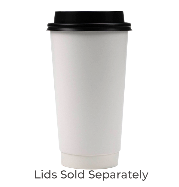 Disposable Coffee Cups - 20oz Insulated Paper Hot Cups - White