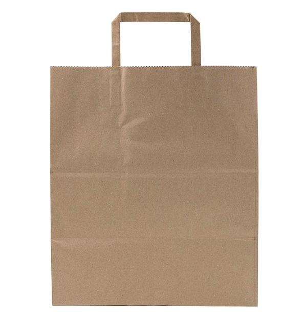 Kraft paper carrier bag with holes and flat paper handles