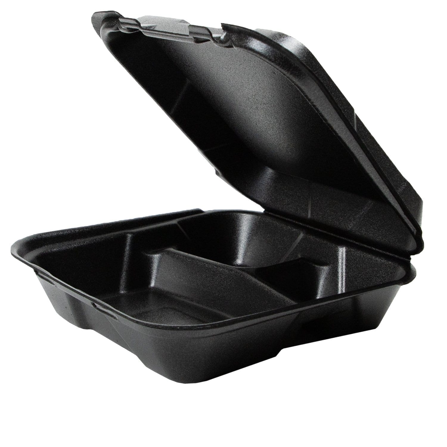 Black Foam Hinged Container 9.25X9.25 - 3 Compartment