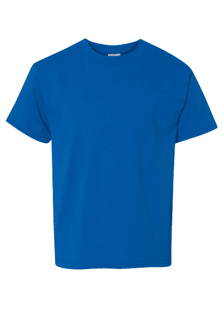 Gildan Youth Heavy Cotton T-Shirt - 100% Cotton, Tropical Blue, Size Medium, Taped Shoulders