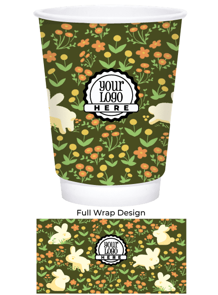Spring 12oz Custom Printed White Insulated Paper Hot Cups