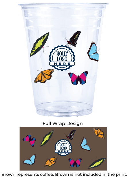 Spring 16oz PLA Eco-Friendly Clear Cups - Butterfly Garden