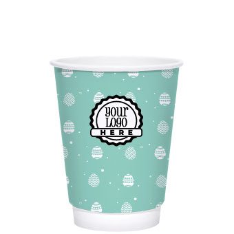 Spring 12oz Custom Printed White Insulated Paper Hot Cups