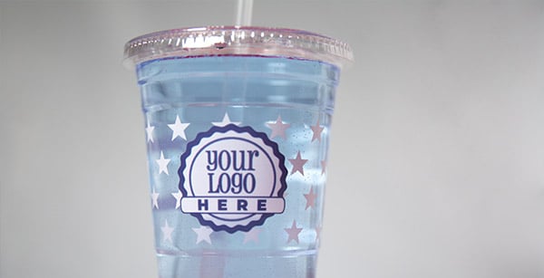 Plastic cups with logo made easy from just 1.000 pcs.