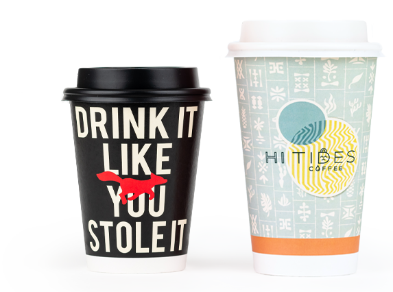 Two custom printed coffee cups