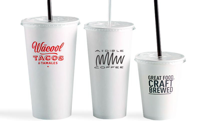 Disposable Large Paper Cup with Lids Straws Printed Refresh - For  Milkshakes Cold Drinks 22 oz