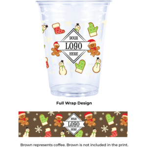 Compostable Plastic Cup with Christmas Cookie Pattern