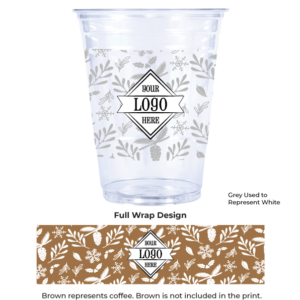 Compostable Plastic Cup with Winter Floral Pattern