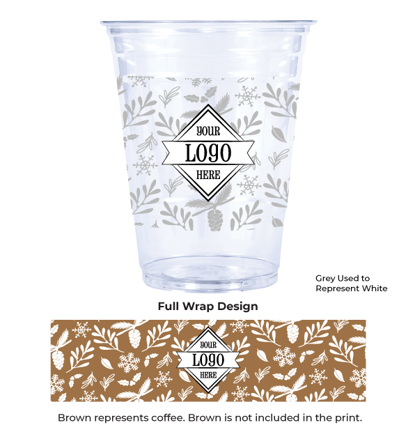Compostable Plastic Cup with Winter Floral Pattern