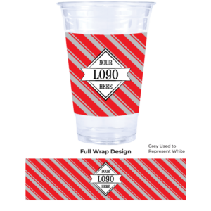 Compostable Plastic Cup with Candy Cane Pattern