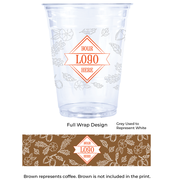 Holiday 16oz Custom Printed Clear Plastic PET Cups | Your Brand Cafe