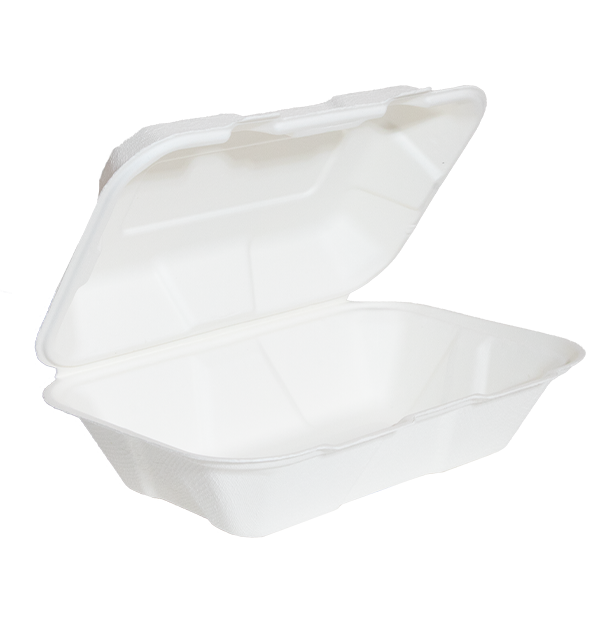 Bagasse Clamshell Takeout Containers, Biodegradable Eco Friendly