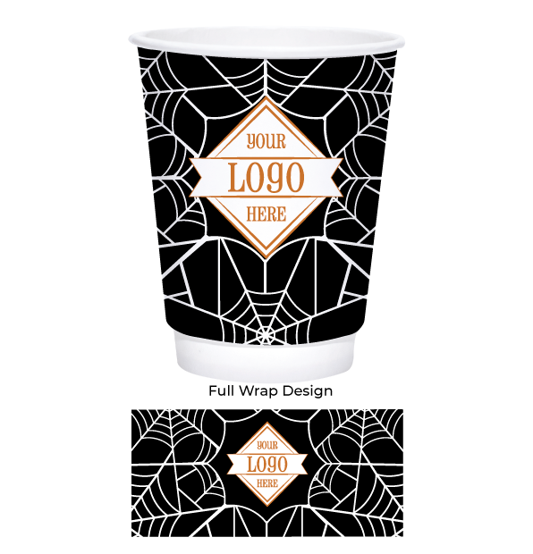 WIC8-COBWEBS-PI-1 Wicked Webs 8oz double wall hot cup