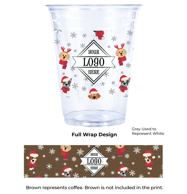 Holiday 16oz Custom Printed Clear Plastic PET Cups | Your Brand Cafe