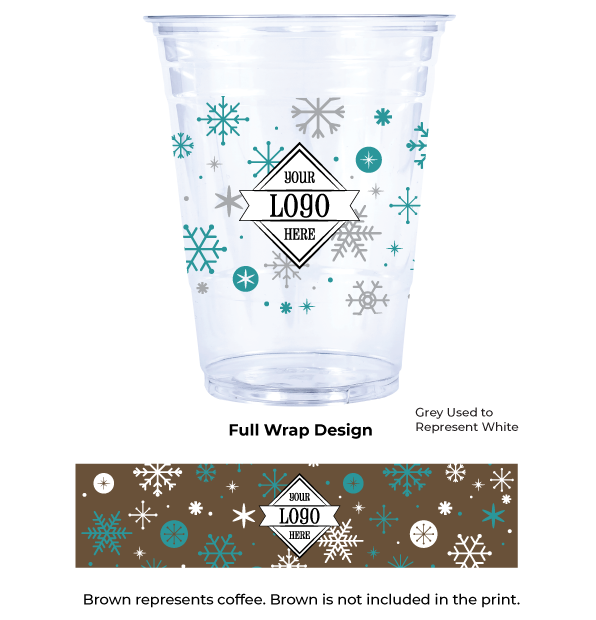 Holiday 16oz Custom Printed Clear Plastic PET Cups | Your Brand Cafe