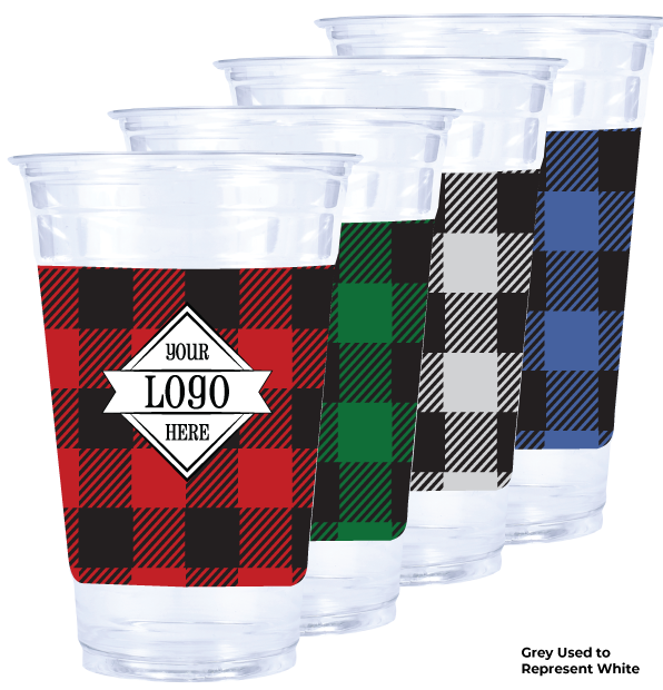 Plastic Cup with Buffalo Plaid Pattern