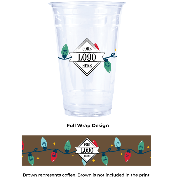 CCC24-XMASLIGHTS-PI-1 Plastic Cup with Holiday Light Pattern