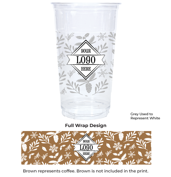 CCC32-WINTERFLORAL-PI-1 Plastic Cup with Winter Floral Pattern