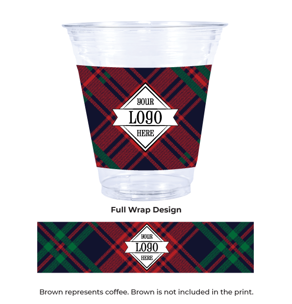 ECC12-TRADITIONALPLAID-PI-1 Compostable Plastic Cup with Plaid Pattern