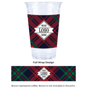 Compostable Plastic Cup with Plaid Pattern