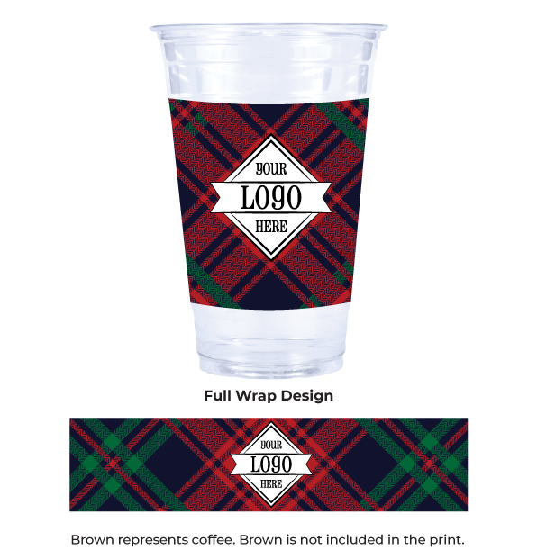 ECC24-TRADITIONALPLAID-PI-1 Compostable Plastic Cup with Plaid Pattern