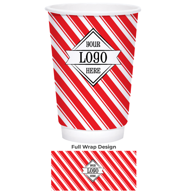 Insulated Hot Cup with Candy Cane Pattern