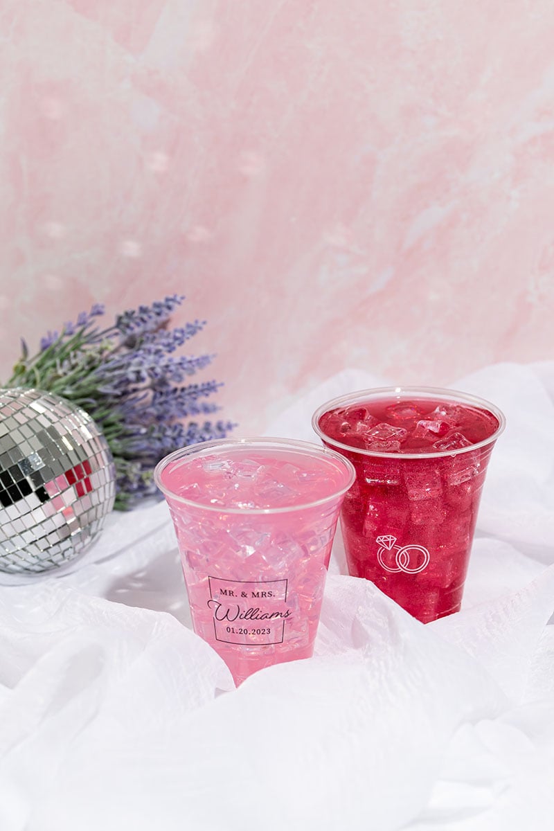 Stock wedding design for custom plastic cold cups