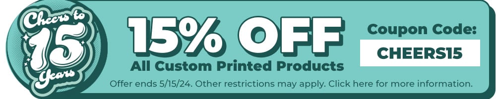 15% off custom printed products