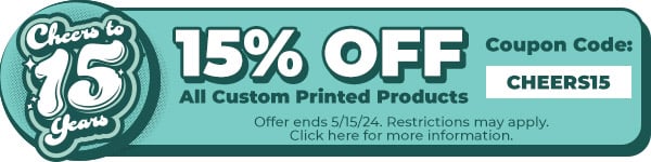 15% off custom printed products