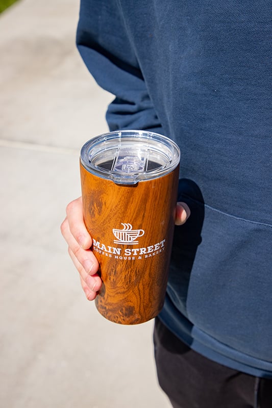 Reusable wood grain tumbler