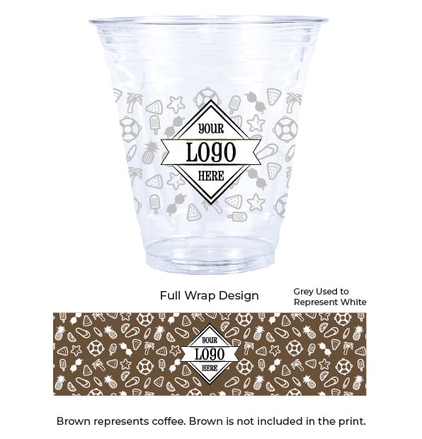 12 oz white fruit, sandals, palm trees, sunglasses, starfish, and life preserver