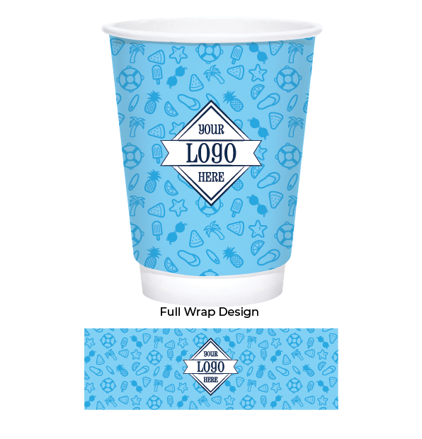 12oz Blue fruit, sandals, palm trees, sunglasses, starfish, and life preserver