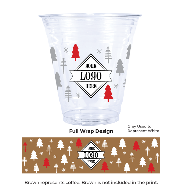 Plastic Cup with Christmas Tree Pattern