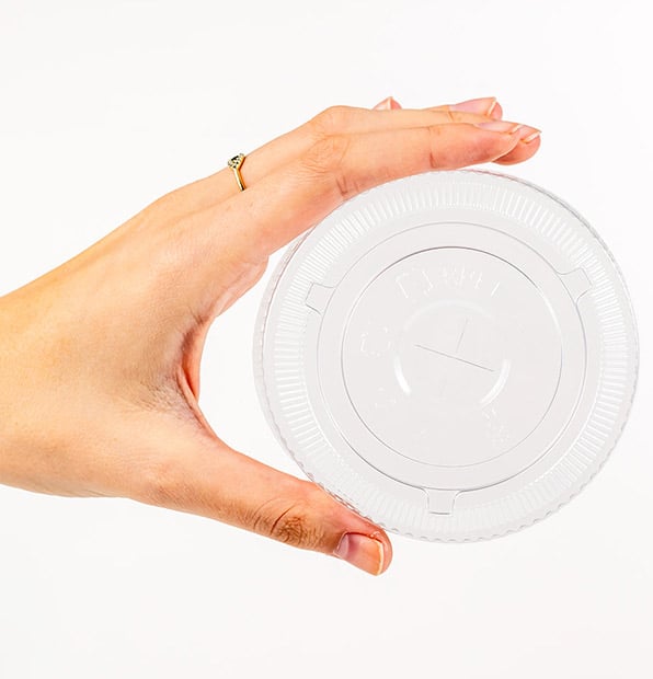RPET Recycled Plastic Flat Lids for 12 - 24 oz Plastic Cold Cups