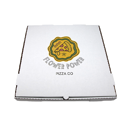 18" White Flower Power Pizza Box