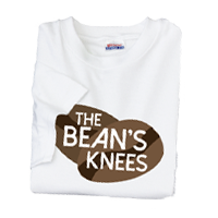 A folded white t-shirt with 