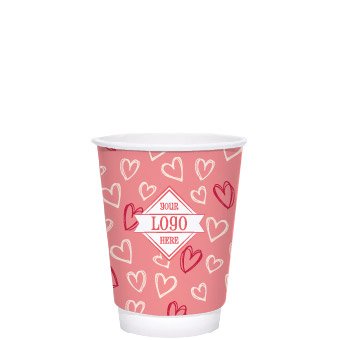12oz Seasonal Double Wall Hot Cup whimsical Hearts Design