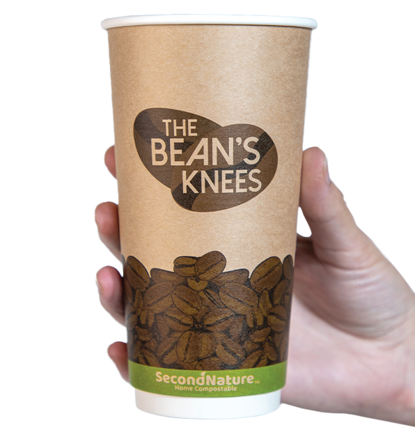 SecondNature™ 20oz custom home compostable kraft double wall hot cups