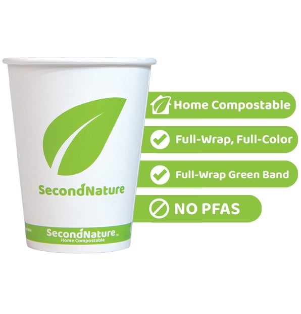 SecondNature™ 12oz custom home compostable hot cups
