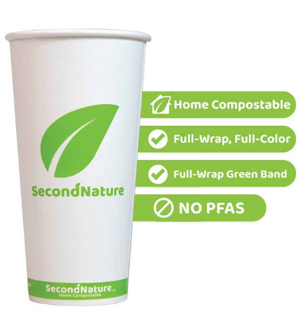 P-CHC20-PI-4 SecondNature™ 20oz custom home compostable hot cups