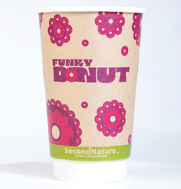 SecondNature 16oz custom compostable kraft double wall hot cup