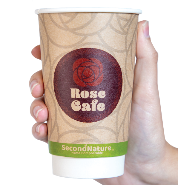 SecondNature™ 16oz custom home compostable kraft double wall hot cups
